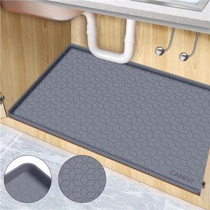 Under Sink Mat, 34" x 22" Waterproof Silicone Under Sink Tray  (Grey)